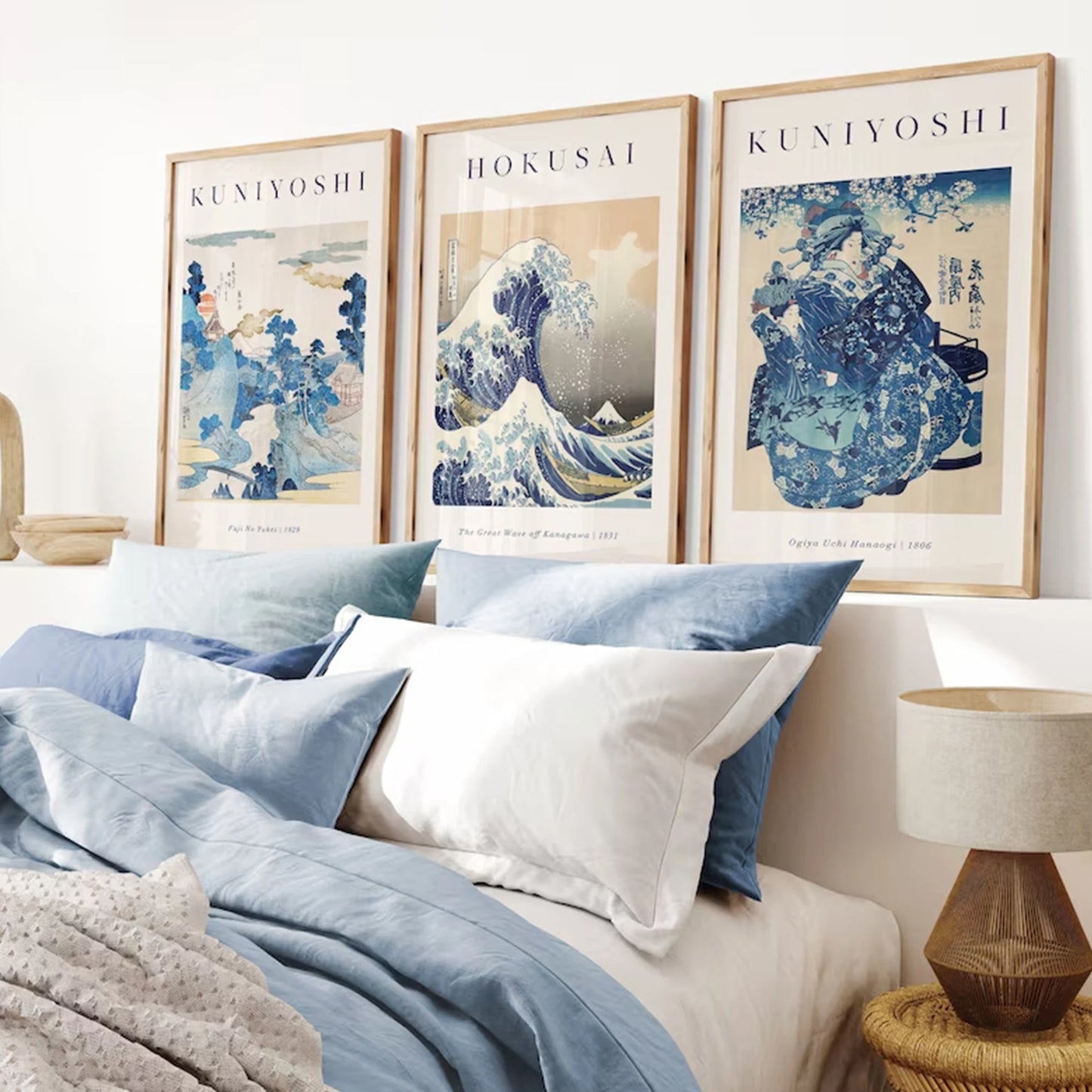 3-Piece Retro Japanese Wave Canvas Wall Art Print | Home Décor