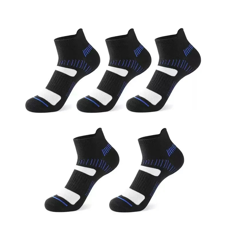 5 Pairs of Men's Sports Socks, Fashionable And Casual Cotton Spring/Summer Style Sweat Absorbing And Breathable Short Socks Peaceful Pleasures Health and Wellness 5 Pairs 1 EU39-43