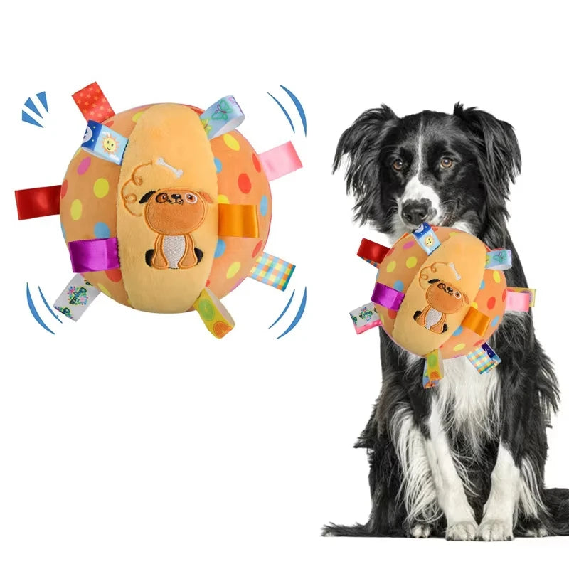 Funny Interactive Plush Vocal Dog Toy Ball with Bells Teeth Cleaning Chew Toy For Small Large Dogs Cats Puppy Plaything Peaceful Pleasures Health and Wellness