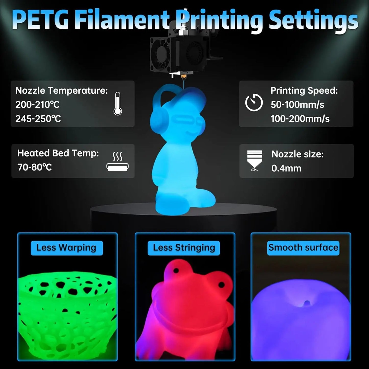 Luminous Rainbow PLA Filament 1.75mm | 3D Maliang FDM