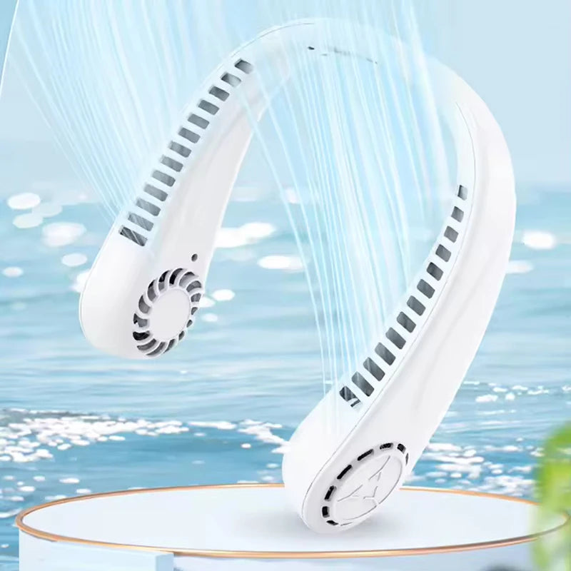 Portable High Quality Neck Hanging Fan Adjustable Wind Speed Rechargeable Fan Essential Hanging Fan for Summer Cooling Peaceful Pleasures Health and Wellness