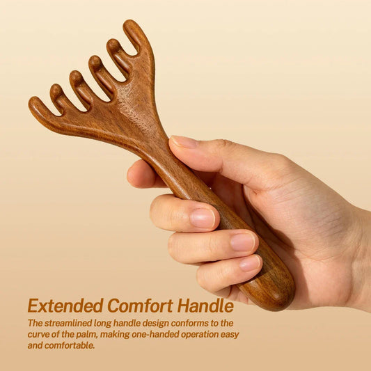 Sandalwood Five-Claw Scalp Massager & Gua Sha Comb Scalp Massager Comb Oasis Select