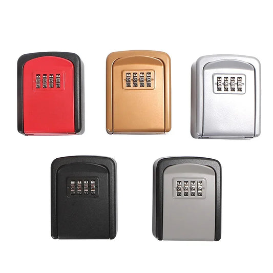 Household Code Key Box Outdoor Waterproof Decorative Keybox Wall-mounted Metal 4 Digit Combination Password Keysafe Storagebox Peaceful Pleasures Health and Wellness