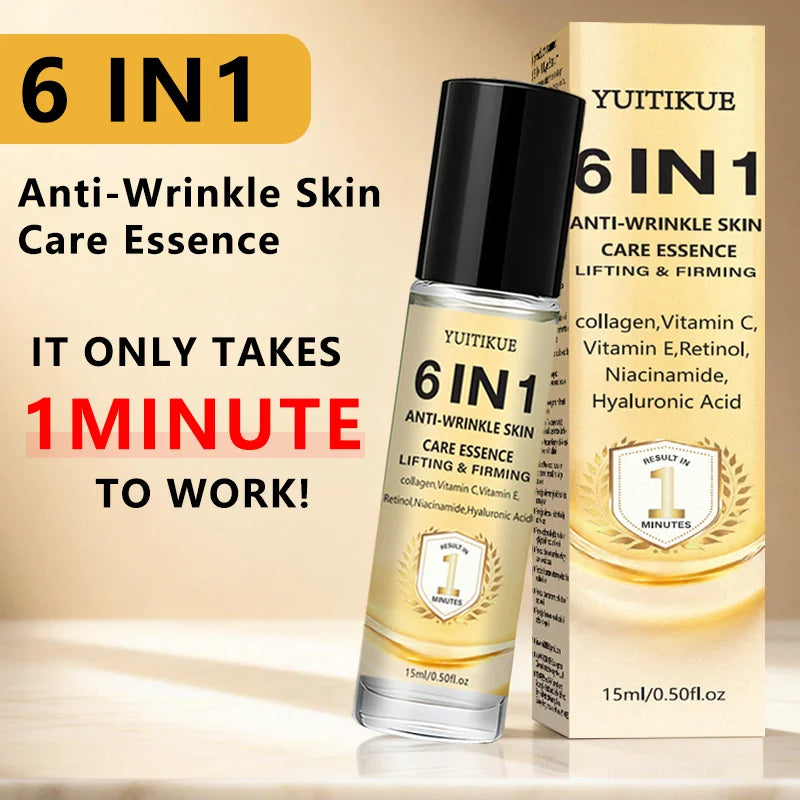 Yuitikue 6IN1 Anti-Wrinkle Skin Care Essence, 1-Minute Lifting & Firming Serum with Collagen, Retinol & Hyaluronic Acid, 15ml Peaceful Pleasures Health and Wellness