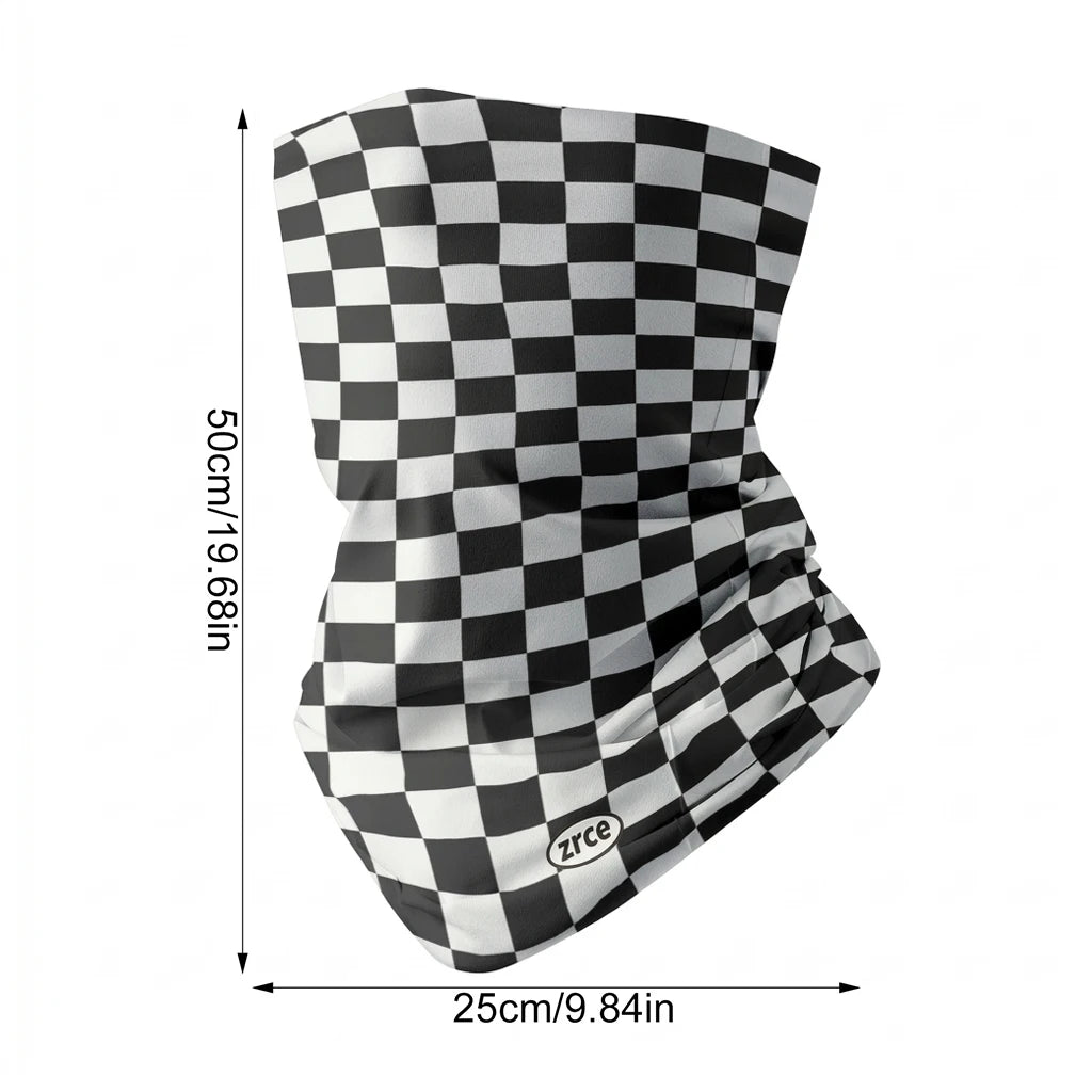 Men's Checkered Seamless Cycling Headband & Neck Gaiter