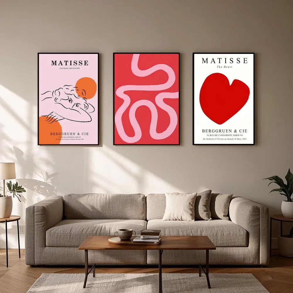 Abstract Pink Matisse Floral Art Poster | Waterproof Wall Décor Art Wall Poster Peaceful Pleasures Health and Wellness
