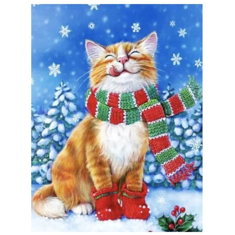 Funny Christmas Cat Vintage Canvas Poster | Retro Wall Art Print Canvas Wall Art Print Peaceful Pleasures Health and Wellness