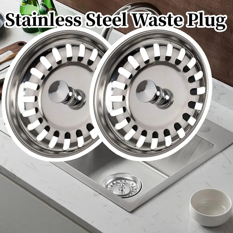 Stainless Steel Kitchen Sink Strainer & Stopper | 80mm Drain