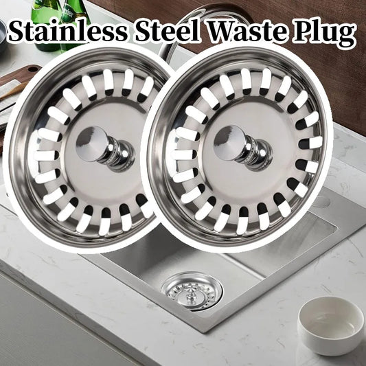 Stainless Steel Kitchen Sink Strainer & Stopper | 80mm Drain Sink Strainer Oasis Select