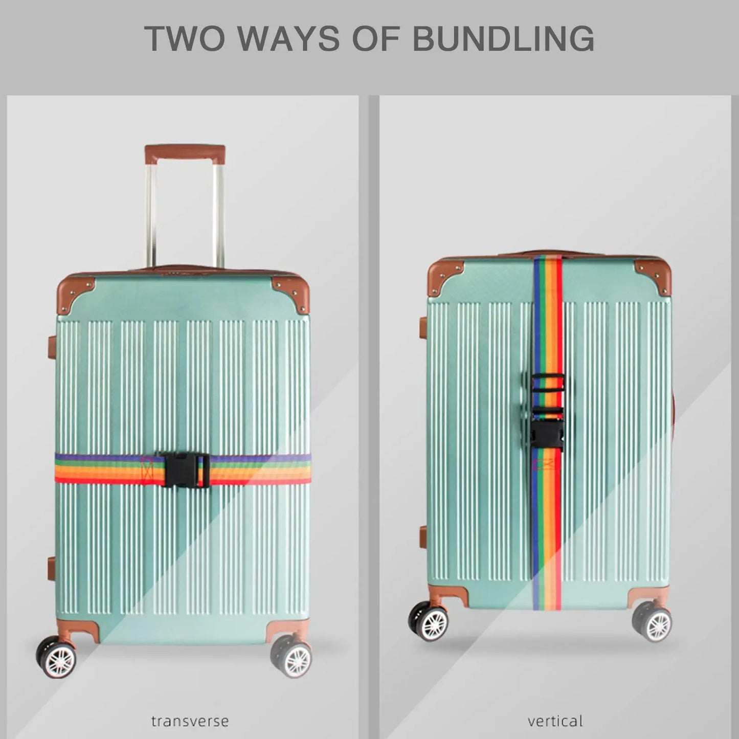 Rainbow Adjustable Luggage Strap – Secure Travel Suitcase Belt