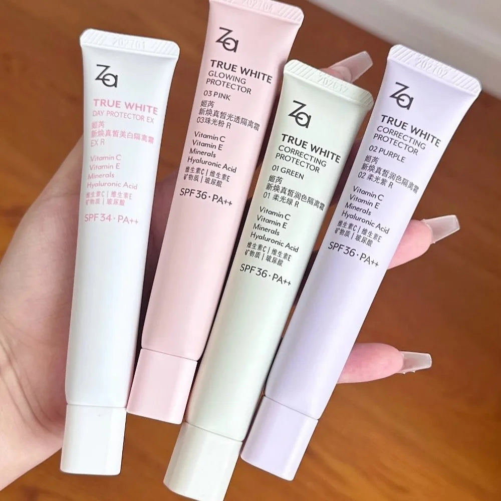 Za True White Glowing Correcting Protector Vitamin C E Minerals Hyaluronic Acid SPF36 PA++ Original Face Whiten Sunscreen Cream Peaceful Pleasures Health and Wellness