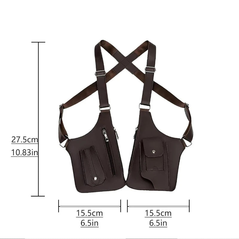 Outdoor Tactical Dual-shoulder Chest Bag for Men Multi-functional Retro Jacket Cycling Underarm Waterproof Leather Bag Peaceful Pleasures Health and Wellness