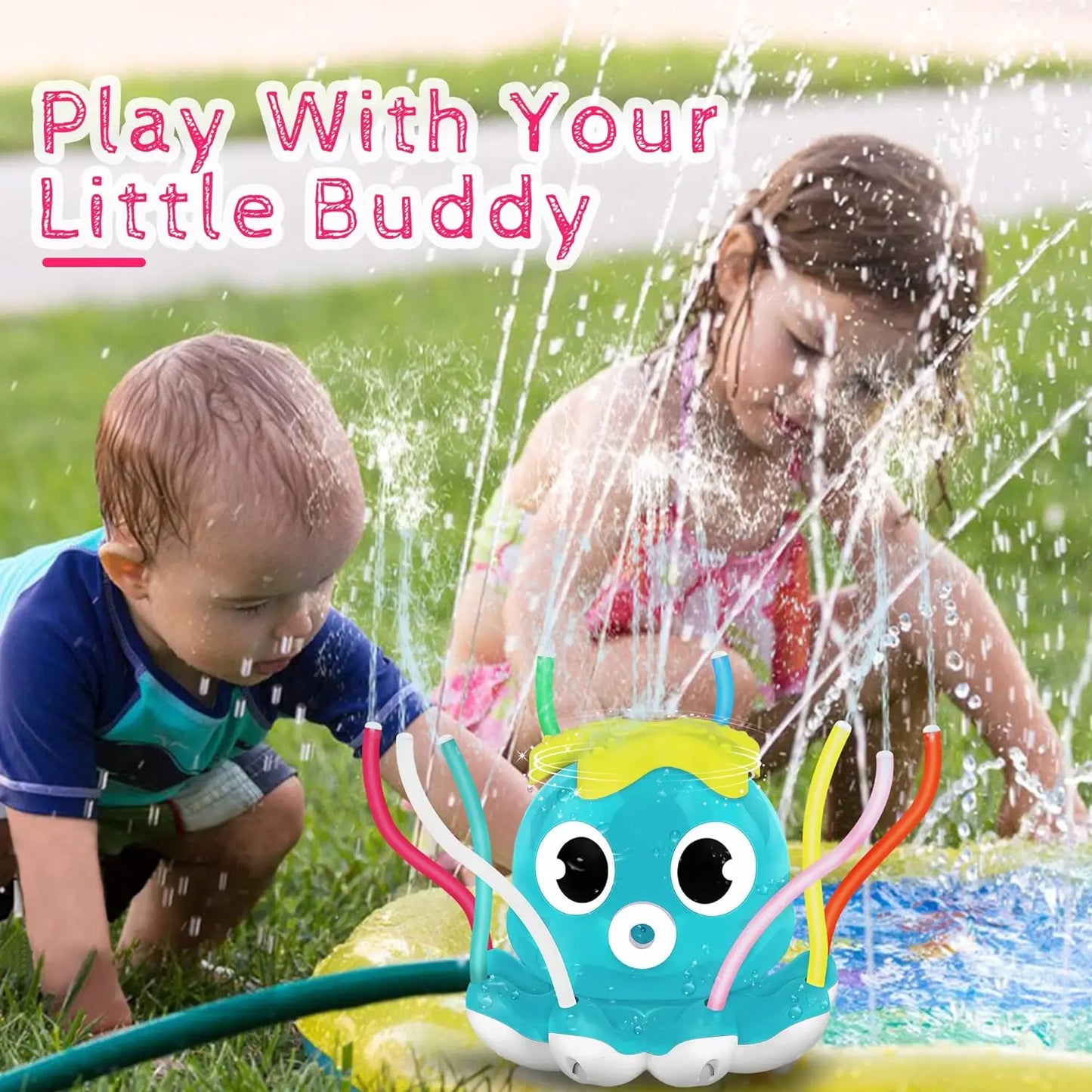 Kids Outdoor Water Sprinkler Toy | 8 Wiggle Tubes Summer Fun