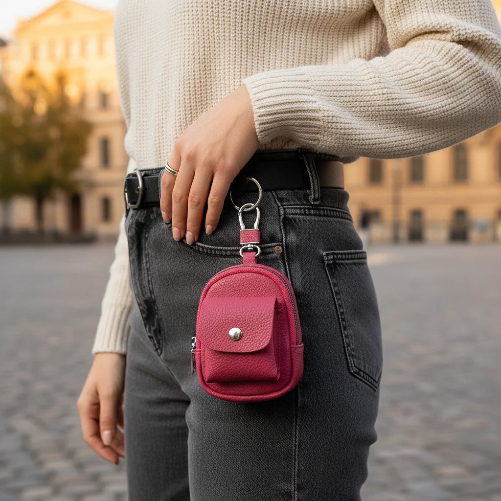Soft Leather Mini Waist Pouch For Women Keys Coin Earphone Storage Lightweight Portable Organizer Peaceful Pleasures Health and Wellness
