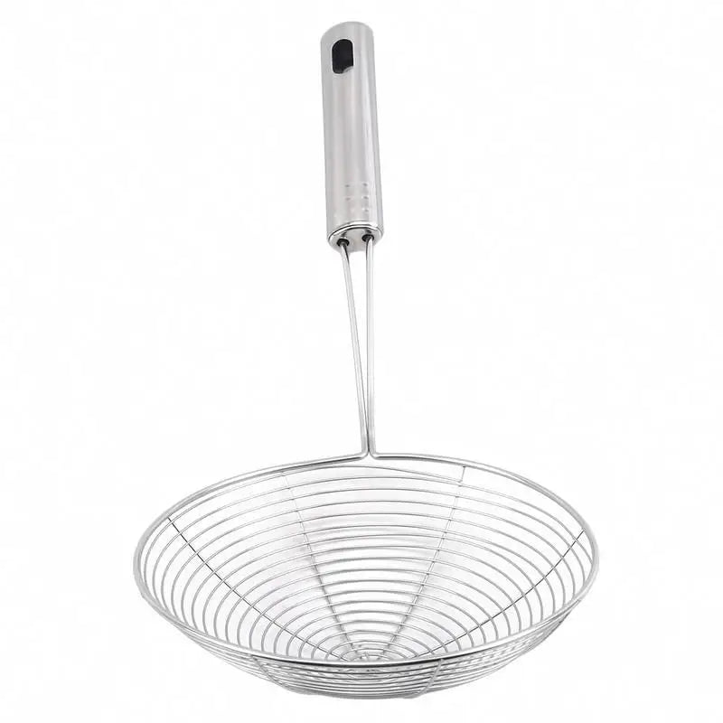 Colander Oil Fried Filter Large Long Handle Mesh Hot Pot Colander Noodle Strainer Skimmer Spoon Kitchen Household Accessories Peaceful Pleasures Health and Wellness Sliver M
