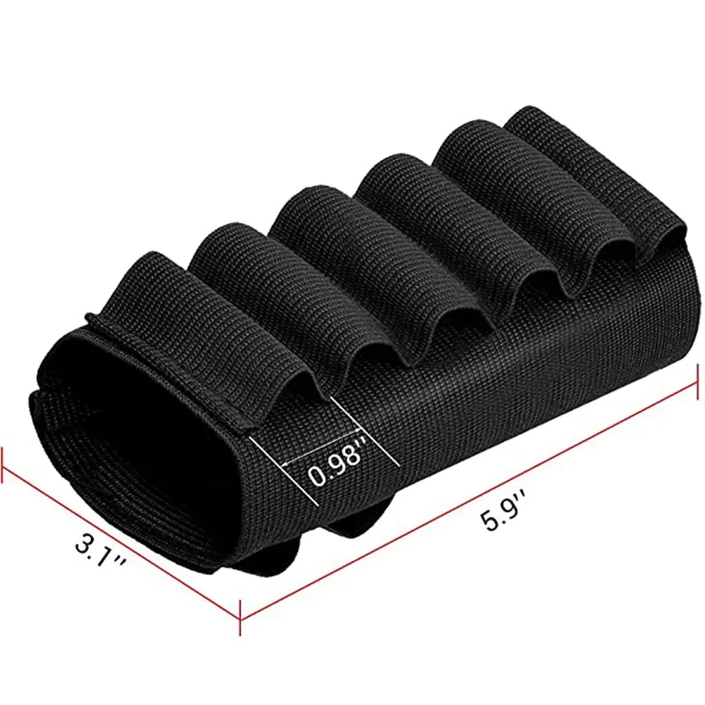 Tactical Buttstock 8 Rounds Shotgun Shell Holder Bandolier 12/20 Gauge Ammo Carrier Airsoft Rifle Hunting Accessorie Peaceful Pleasures Health and Wellness black color