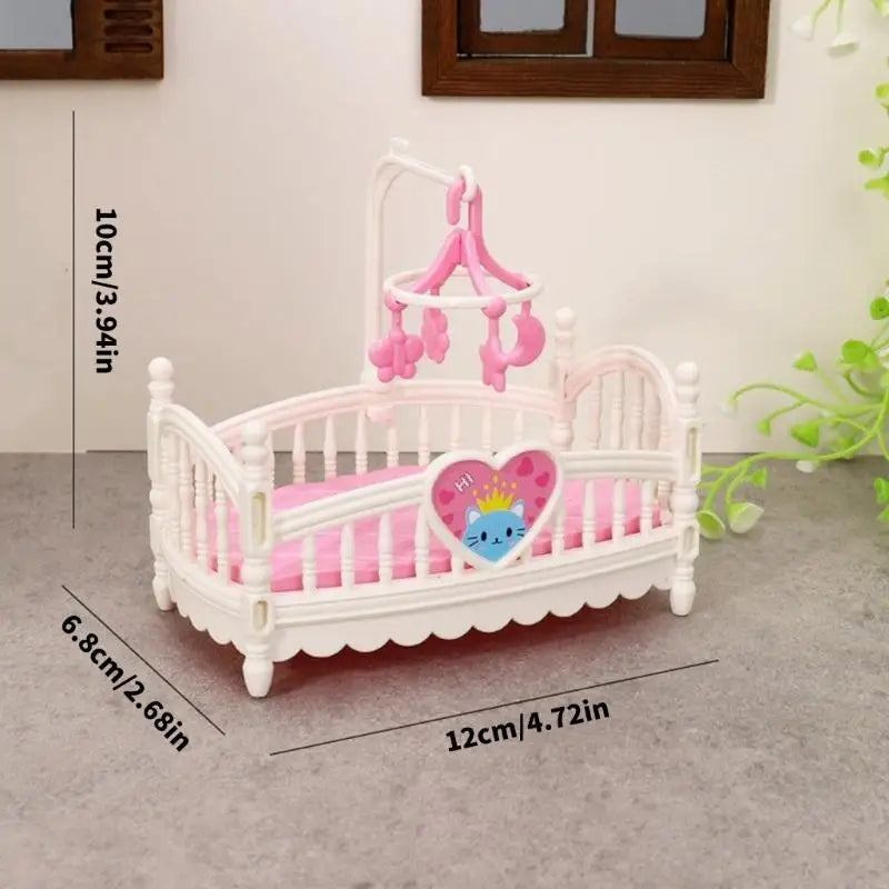 1:12 Miniature Dollhouse Crib | Realistic Nursery Furniture Pink