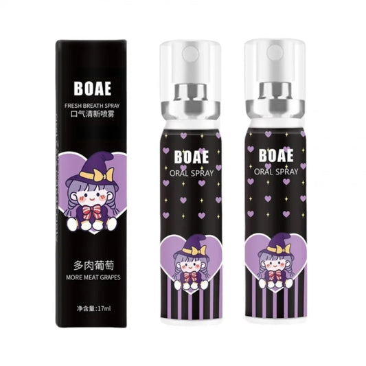 2pcs Grape-Flavored Cartoon Oral Spray 17ml Portable Breath Freshener Spray with Long-Lasting Fragrance Travel Peaceful Pleasures Health and Wellness Grape
