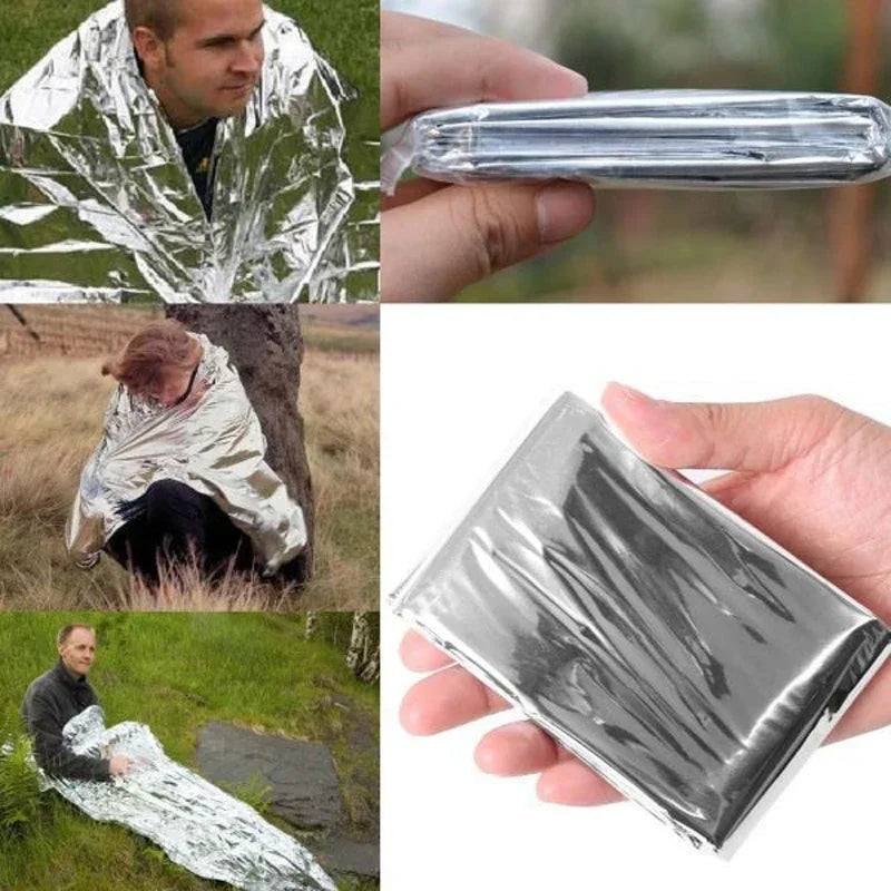 Emergent Blanket Mylar Thermal Outdoor Survive First Aid Kit Rescue Space Foil Camp Hike Mountaineer Bug Out Bag Heat Retain Peaceful Pleasures Health and Wellness