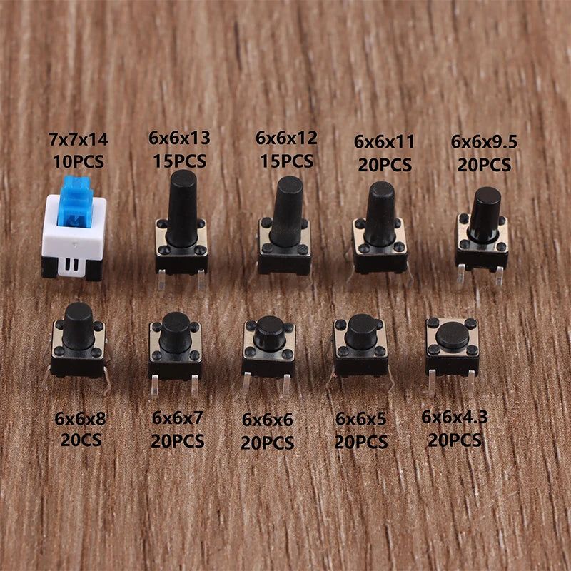 6*6 4.3-13MM 7*7mm Momentary Switch 10 Values 180Pcs Tactile Push Button Switch Momentary Tactile Tact Mini Switch Kit Peaceful Pleasures Health and Wellness