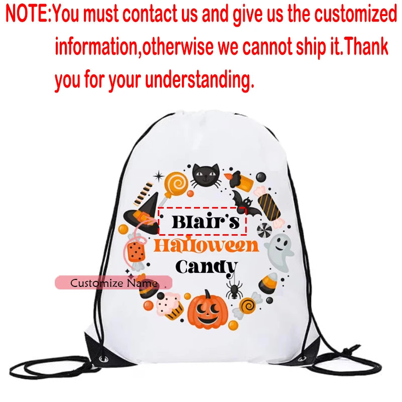 Personalized Halloween Drawstring Backpack | Custom Trick or Treat Bag Personalized Drawstring Bag Peaceful Pleasures Health and Wellness Custom D 40X30cm