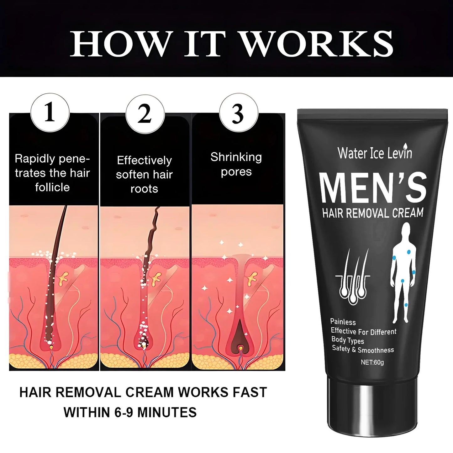 60g Hair Removal Cream for Men & Women – Smooth Silky Skin
