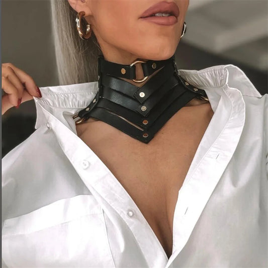 Black Sexy Trendy Rock Gothic Collar Necklaces Jewelry Leather Belt Peaceful Pleasures Health and Wellness
