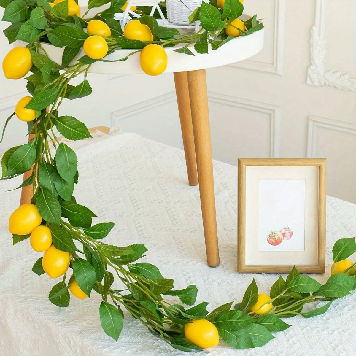 Artificial Lemon Garland Wreath | Faux Lemon Home Decor Artificial Flower Garland Peaceful Pleasures Health and Wellness