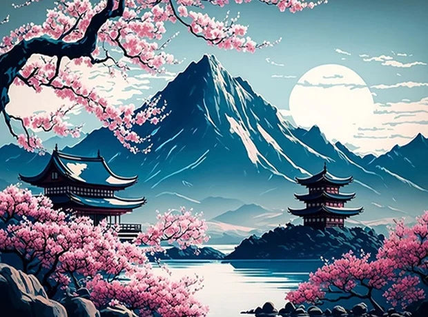 RUOPOTY Painting By Numbers For Starter Kit Thick colored Chinese style landscape architecture For Home Decoration Peaceful Pleasures Health and Wellness 9945642 50x70cm Unframed