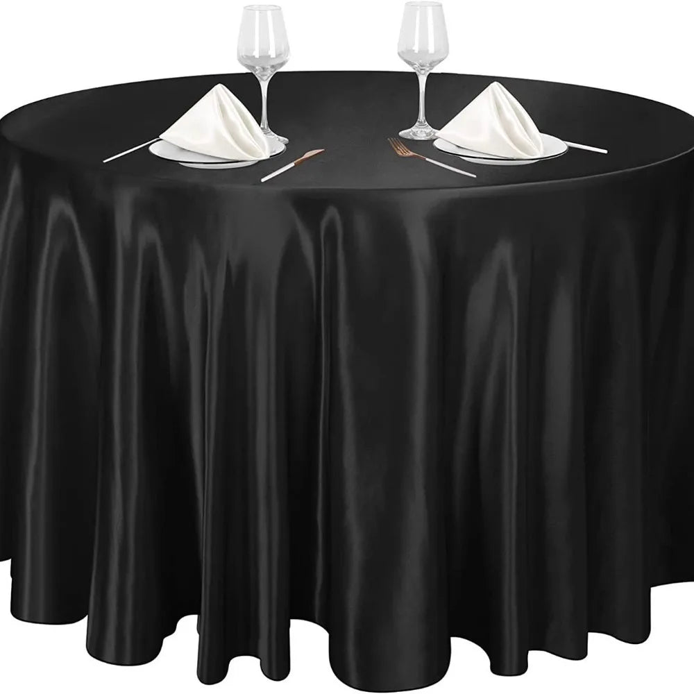 Round Satin Tablecloth | Imitation Silk Banquet Table Cover
