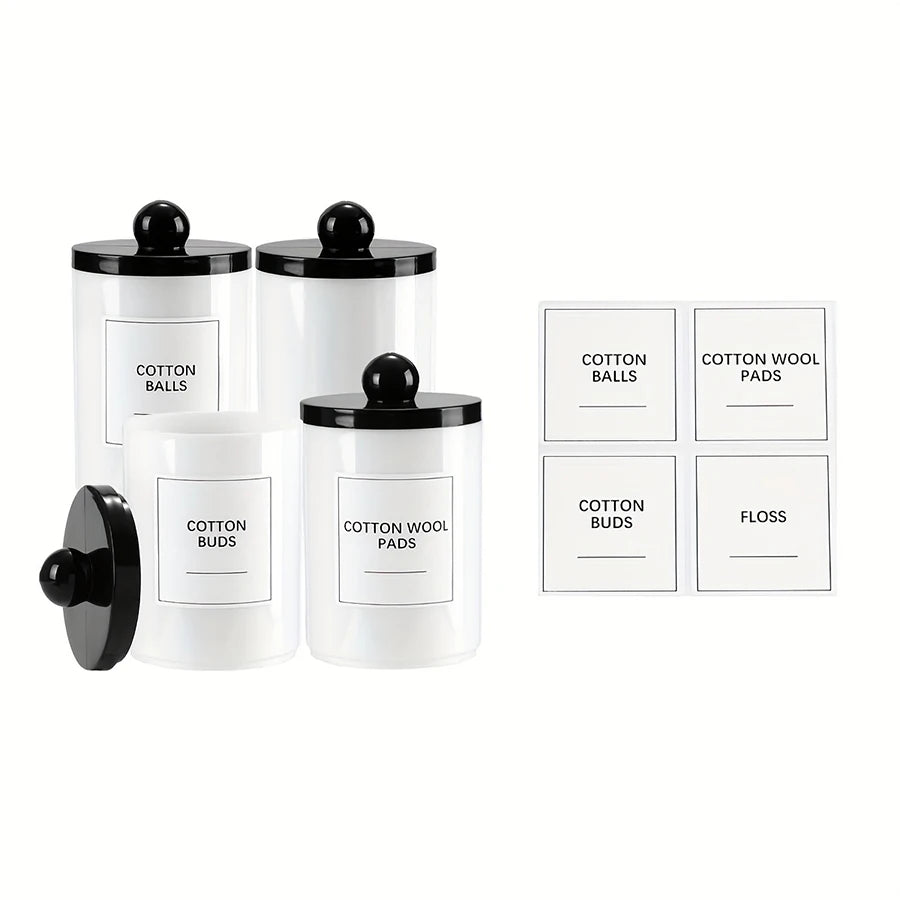 Q-tip Holder Dispenser for Bathroom – 10oz Clear Apothecary Canister Jar for Cotton Swabs, Balls, Pads & Floss Picks