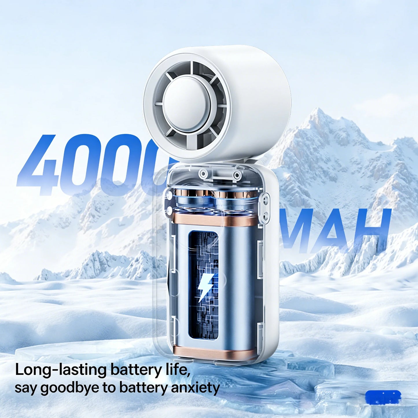 Portable Mini Handheld Fan 4000mAh High Speed Cooling LED Display 100 Adjustable Settings USB Rechargeable Desk Fan Travel Peaceful Pleasures Health and Wellness