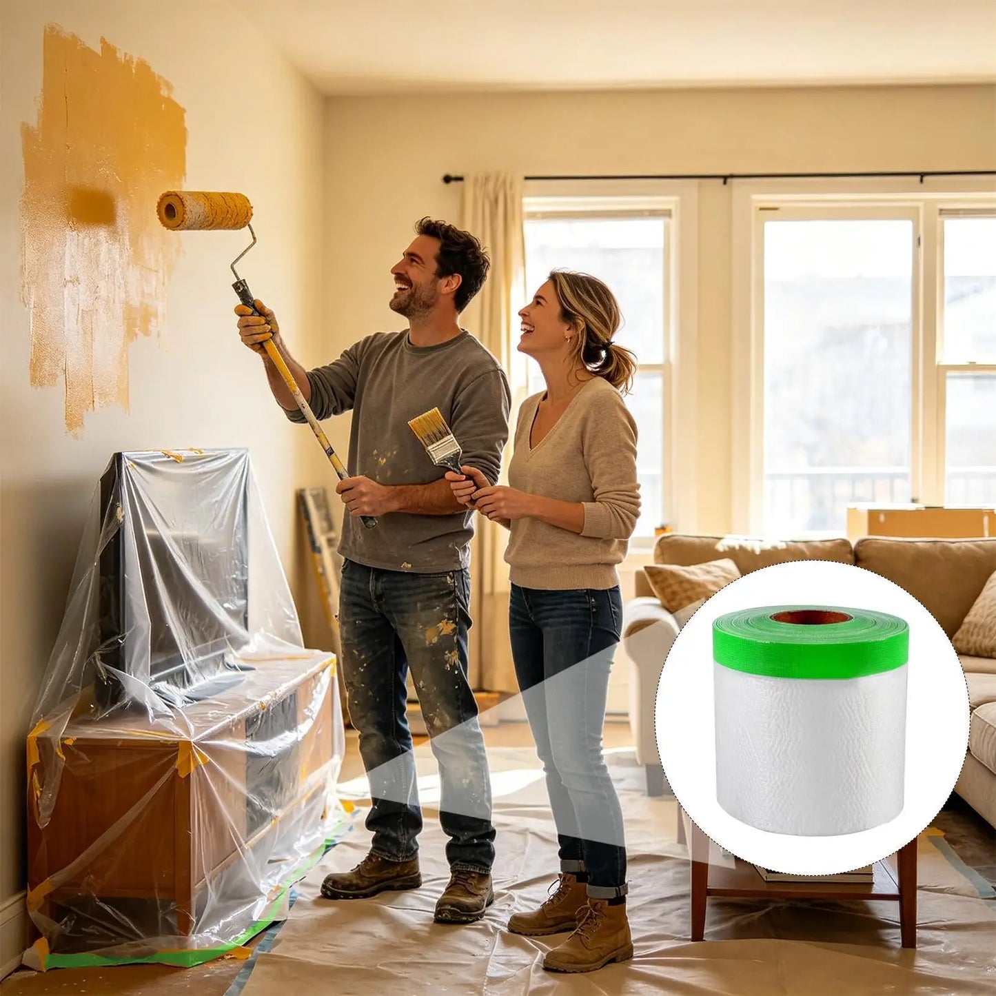 Multi-Purpose Painters Tape Clean Removal Masking Tape For DIY Craft Home Decor Labeling Furniture Car Painting, Indoor Outdoor Peaceful Pleasures Health and Wellness