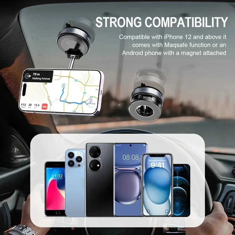 Magnetic Car Phone Mount | MagSafe 360° Vacuum Suction Holder