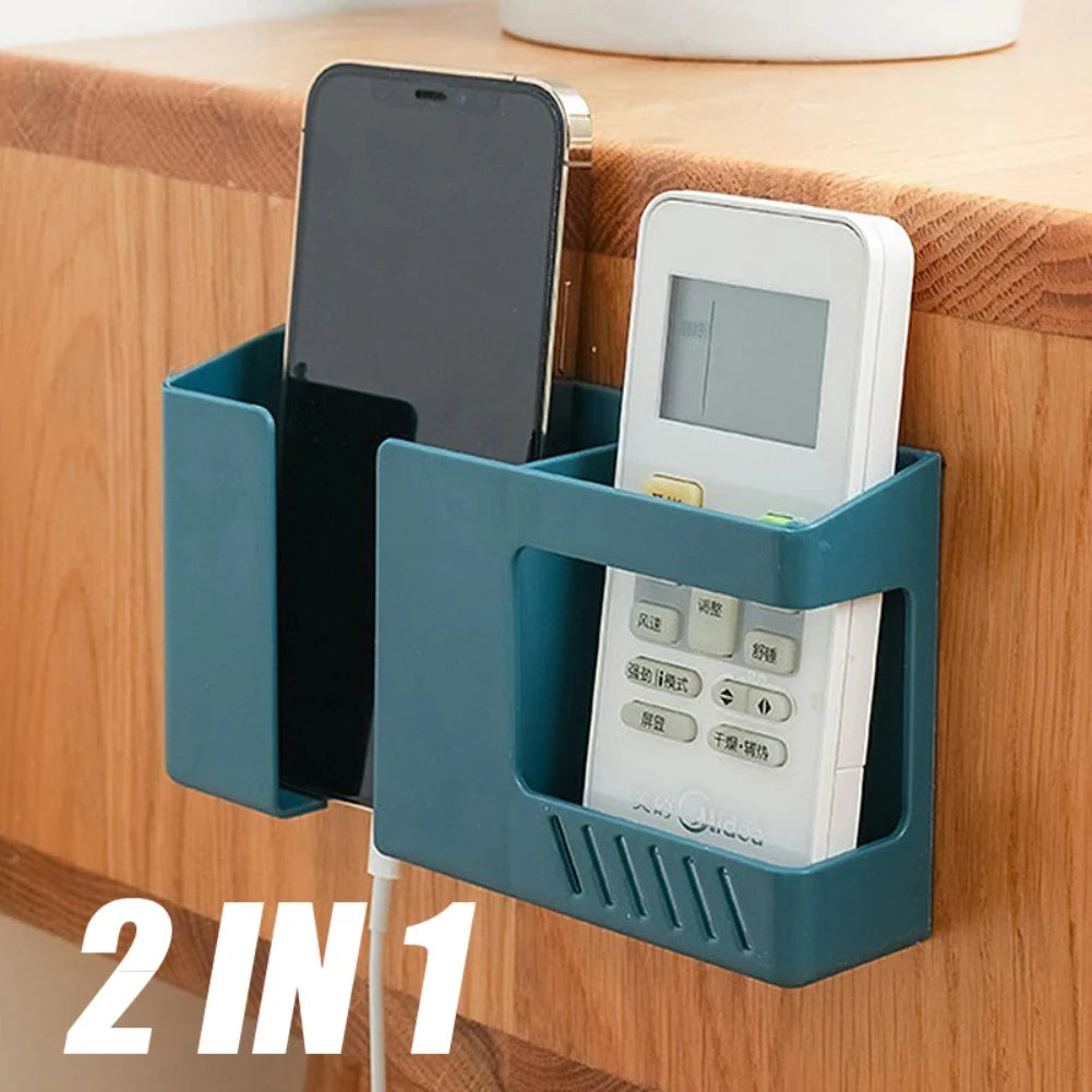 2-in-1 Wall-Mounted Phone & Remote Control Storage Rack