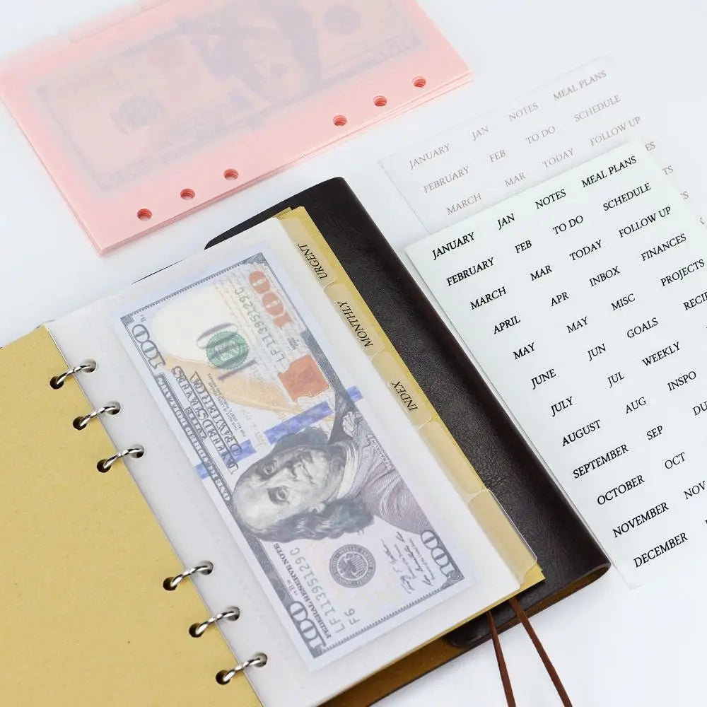 5pcs A6/A7 Binder Folders Inner Page 6 Hole Colorful Idol Photo Card Holder Budget Sheet PP Loose Leaf Inside Paper Peaceful Pleasures Health and Wellness