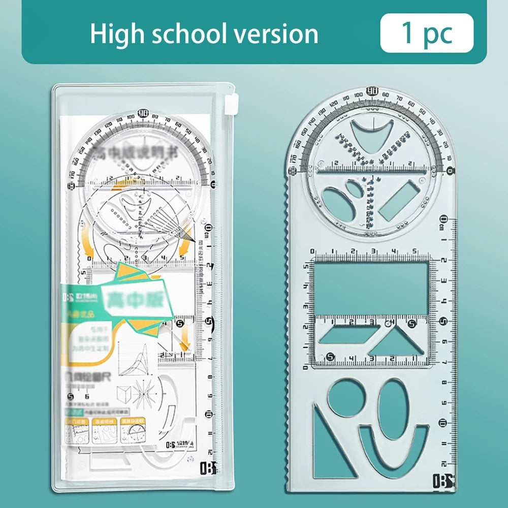 Multi Functional Drawing Ruler Student Rotatable Mathematical