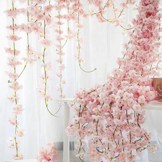 180cm Artificial Sakura Vine | Silk Cherry Blossom Decor Artificial Flower Vine Peaceful Pleasures Health and Wellness