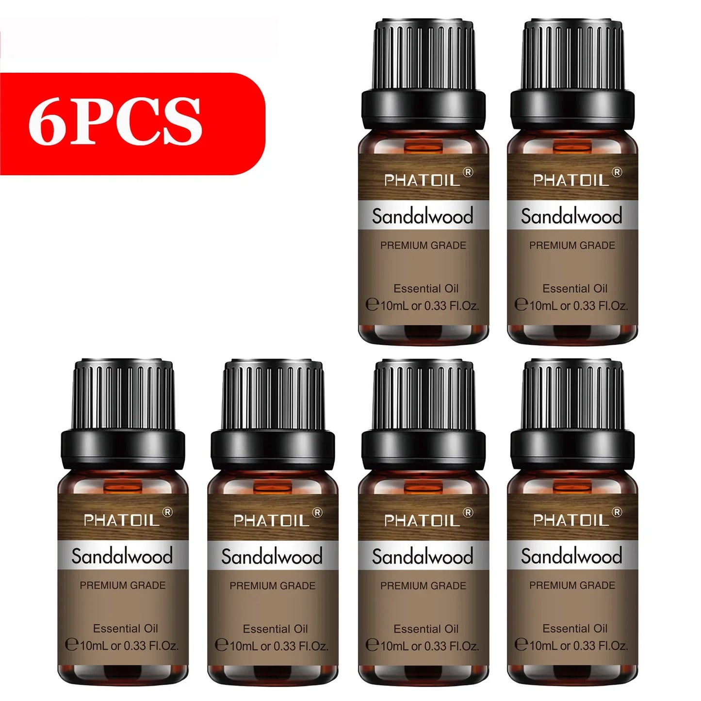 PHATOIL 6-Piece Pure Essential Oil Set – Diffuser & Aromatherapy
