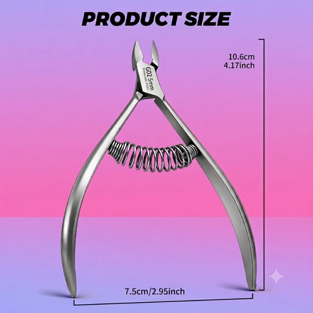 Professional stainless steel cuticle nippers, easily remove edge hangnails and cuticles, built-in spring labor-saving cutter, Peaceful Pleasures Health and Wellness