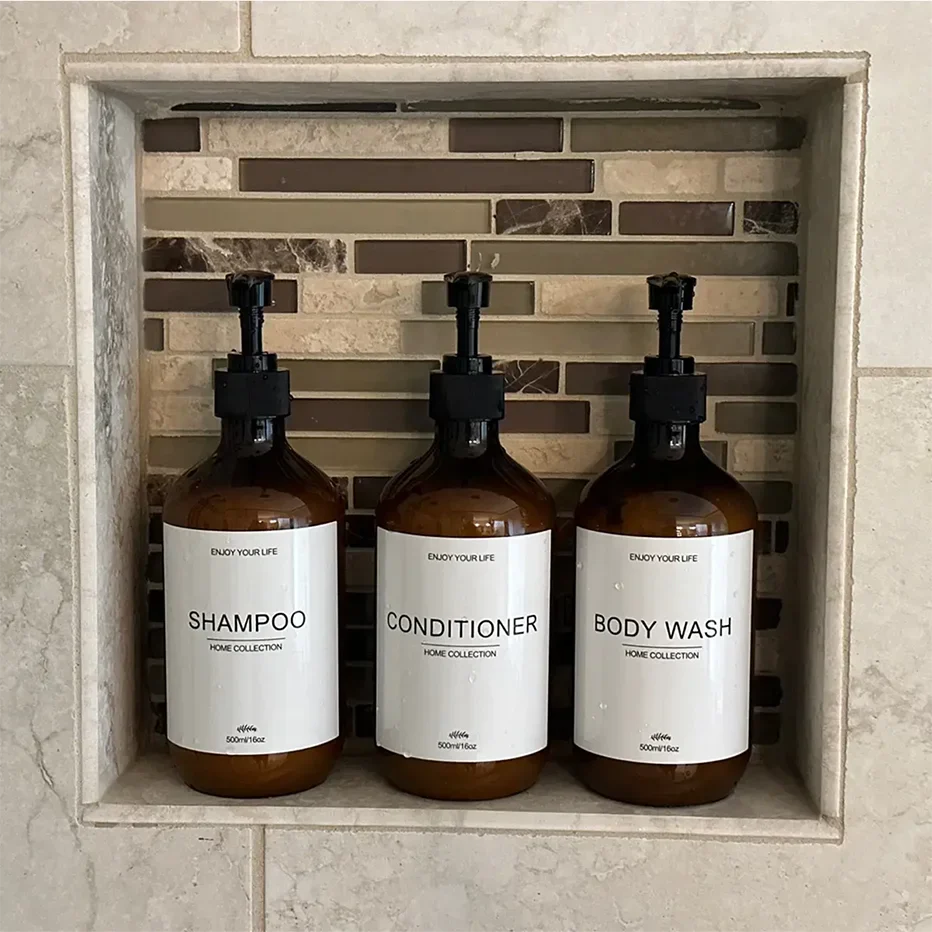 500ml Refillable Shampoo & Body Wash Pump Dispenser Bottle