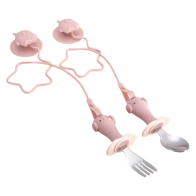 Infant Training Spoon & Fork Set | BPA-Free Silicone Suction