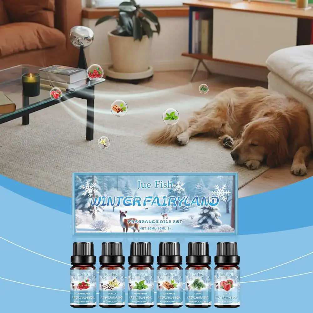 6-Piece Winter Essential Oil Set for Diffuser & Humidifier Essential Oil Gift Set Peaceful Pleasures Health and Wellness