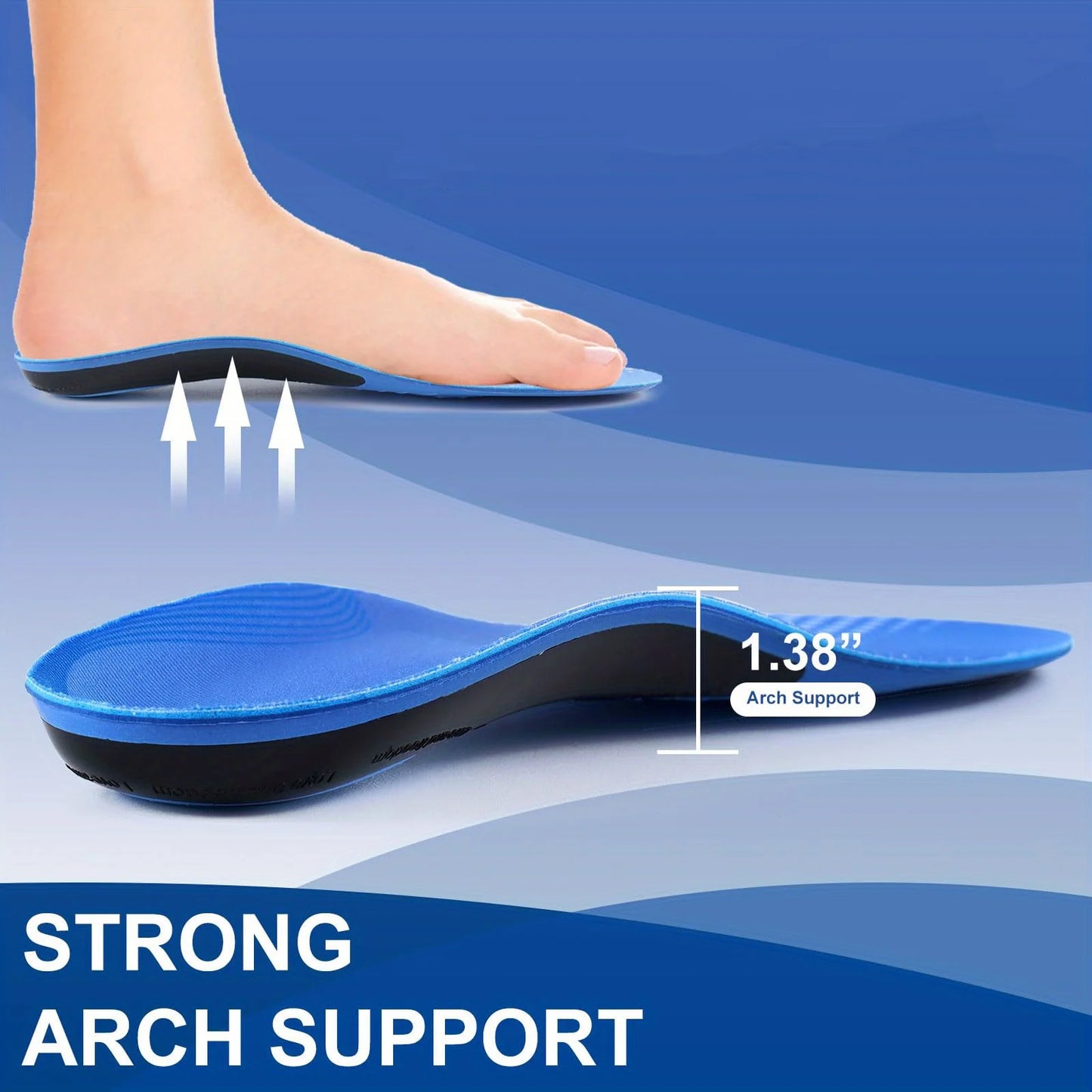 1 Pair Arch Support Insoles for Flat Feet, Shock Absorption Sports Insoles for Men & Women, Relieves Plantar Fasciitis Heel Spur Peaceful Pleasures Health and Wellness