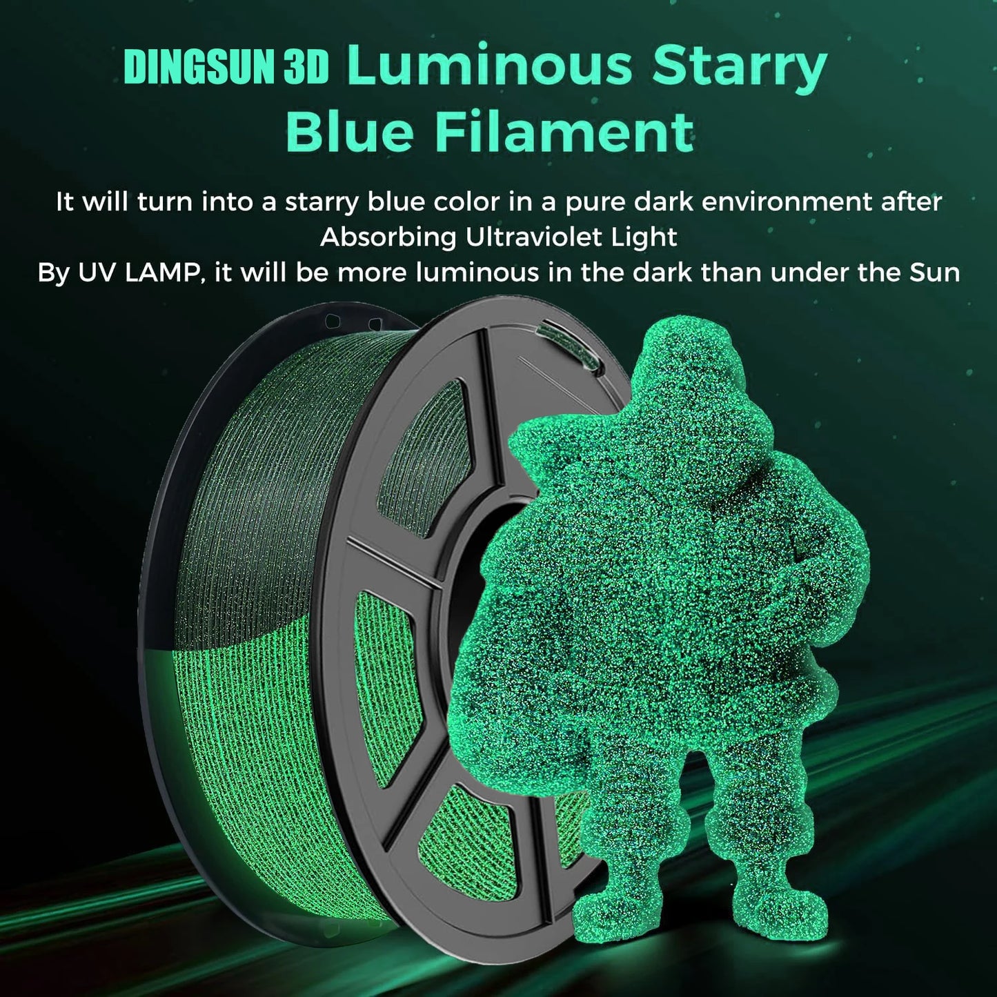 Glow-in-the-Dark PLA Filament 1.75mm | DINGSUN 3D Spool