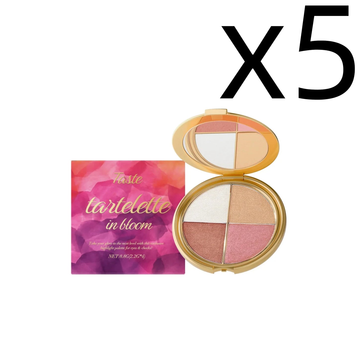 4-Color Highlight Blush & Eye Shadow Palette – Natural Glow