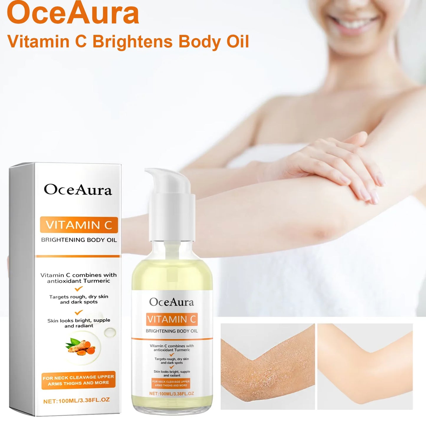 OceAura Vitamin C Brightening Body Oil | Moisturizing Dry Skin
