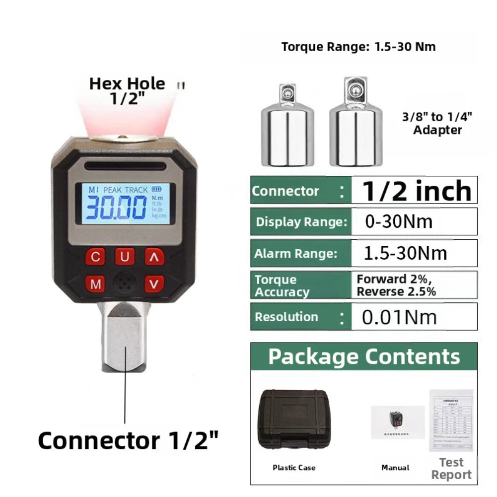 Precision LED Digital Torque Adapter 1 2 Drive Testing Instrument