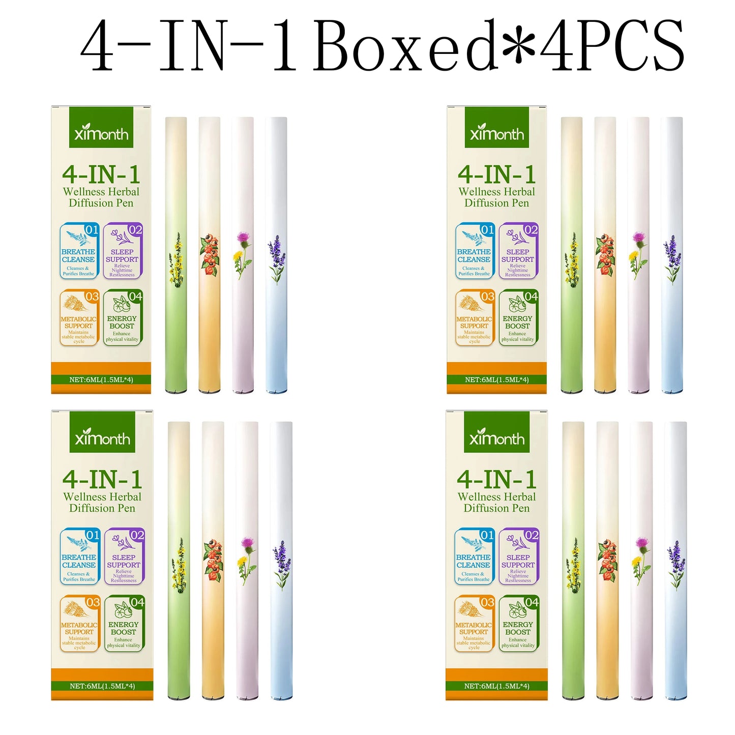4-in-1 Aromatherapy Diffuser Pen | Breathing & Relaxation 4-Pack