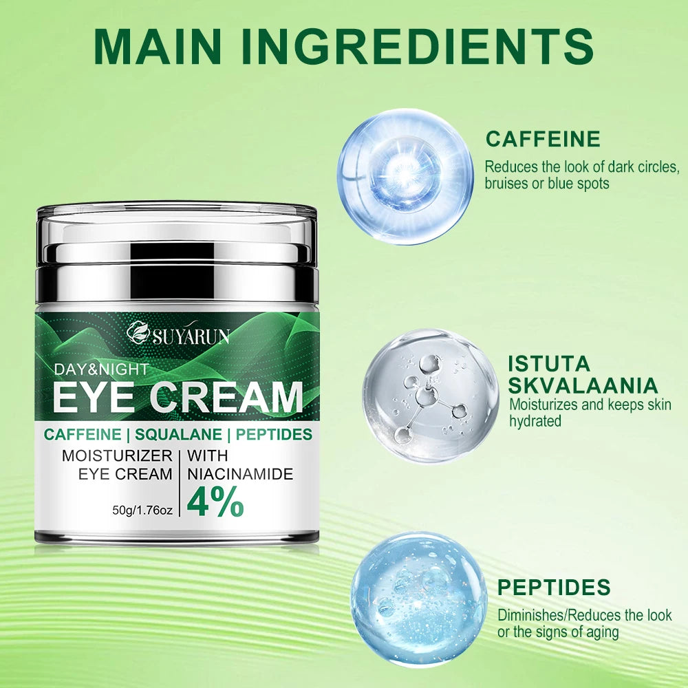 SUYARUN Anti-Aging Eye Cream Caffeine & Peptide Hydration Dark Circles Puffiness Wrinkle Treatment Mature Skin Care. Peaceful Pleasures Health and Wellness